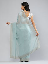 Swarovski Border Art-Chiffon Plain Saree